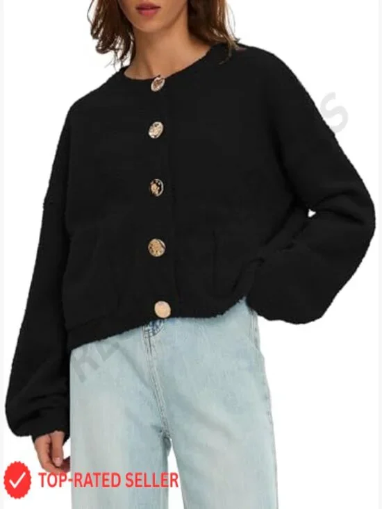 Fuzzy Knit Cardigan Sweater Oversized Button Up Long Sleeve Cozy Fall Jacket - Picture 3 of 7